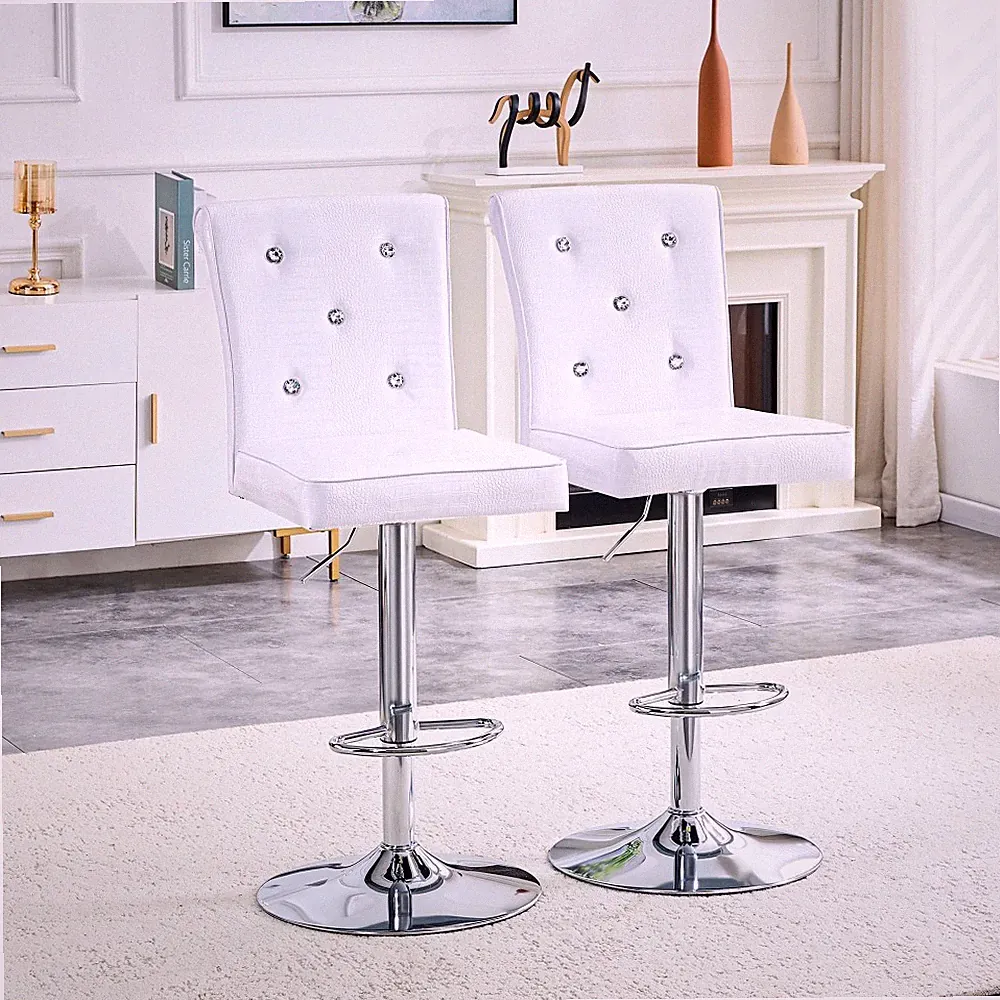 2 leisure chairs W crystal buckle leather design that can be raised and lowered