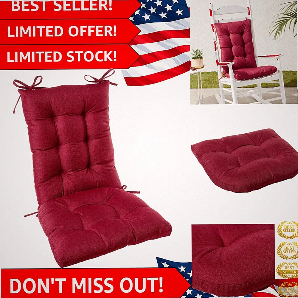 2-Piece Rocking Chair Cushions - Non-Skid, Machine Washable for Comfort