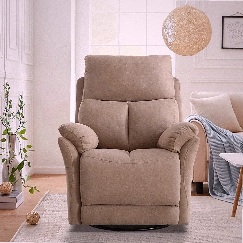 Beige Swivel Rocker Recliner Arm Chair Lazy Armchair Nursery Rocking Recliners