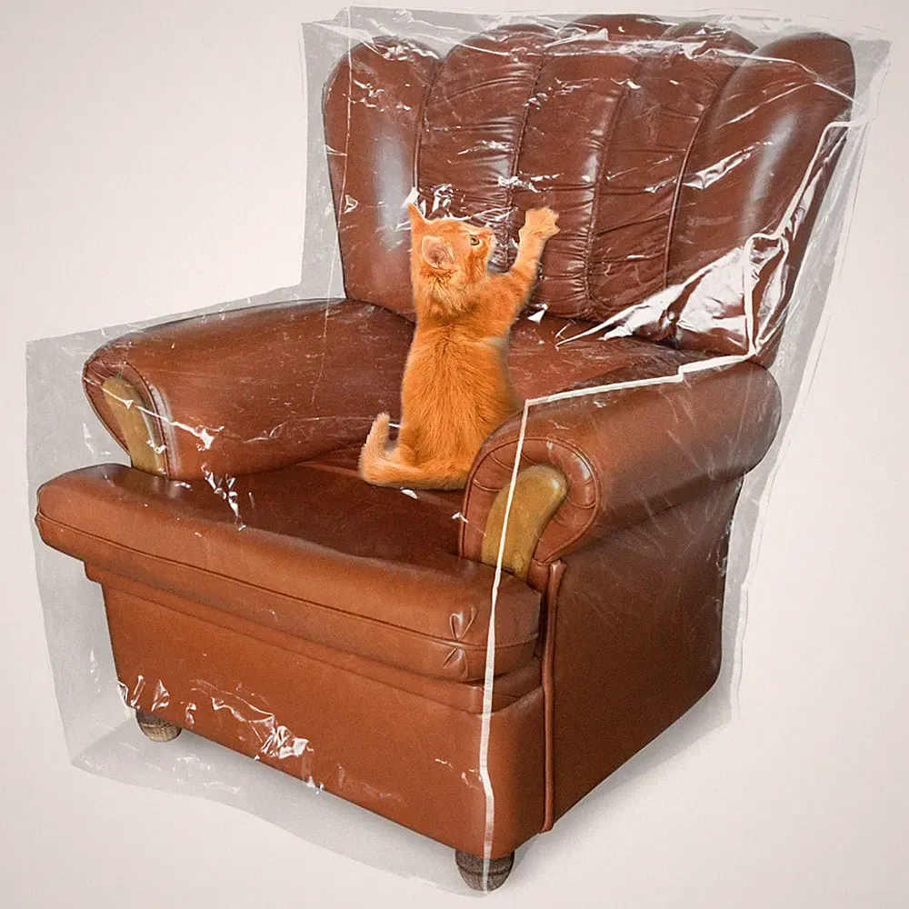 Clear Armchair Cover - 1.5mm Thickened PVC Heavy Duty Recliner Slipcover to P...