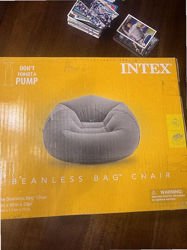Dorm Beanless Bag Chair Intex Comfort Seat Gaming Movie TV Reading Lounge Gray