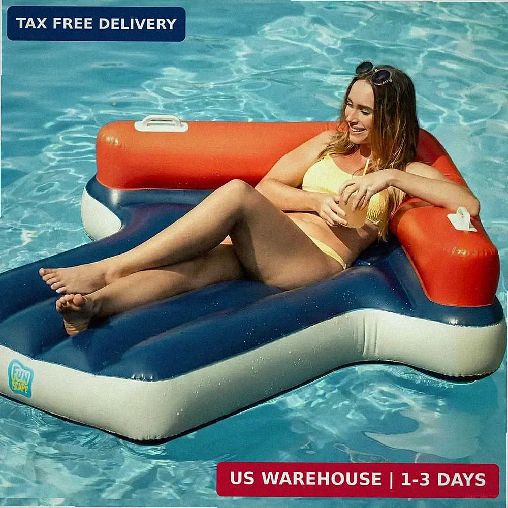 Funscape Inflatable Pool Floats for Adult, Floating Pool Lounger Tanning Bed, Co