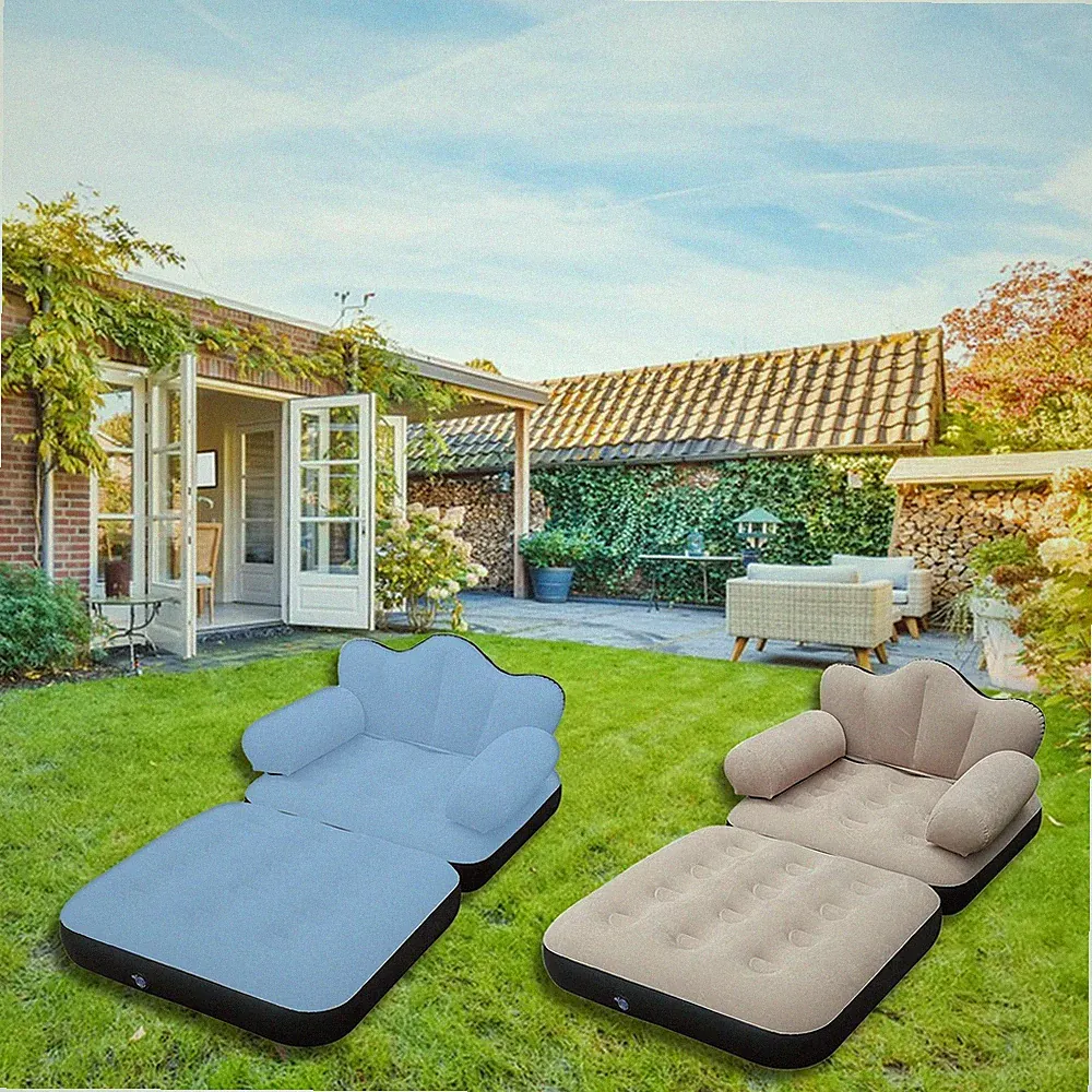 Inflatable Chair Sofa Adult Lazy Sofa recliner Flocked PVC with Armrests