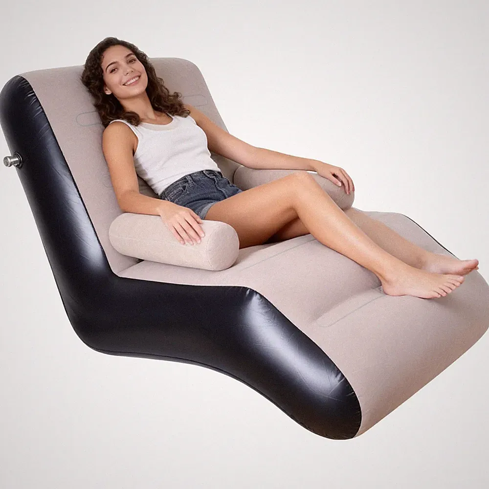 Inflatable Deck Chair with Air Pump, Foldable Lounge Chair for Bedroom and Li...