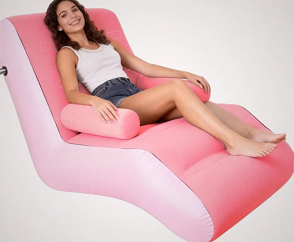 Inflatable Indoor Living Room Chair Lounge with Handrails, Inflatable Foldabl...