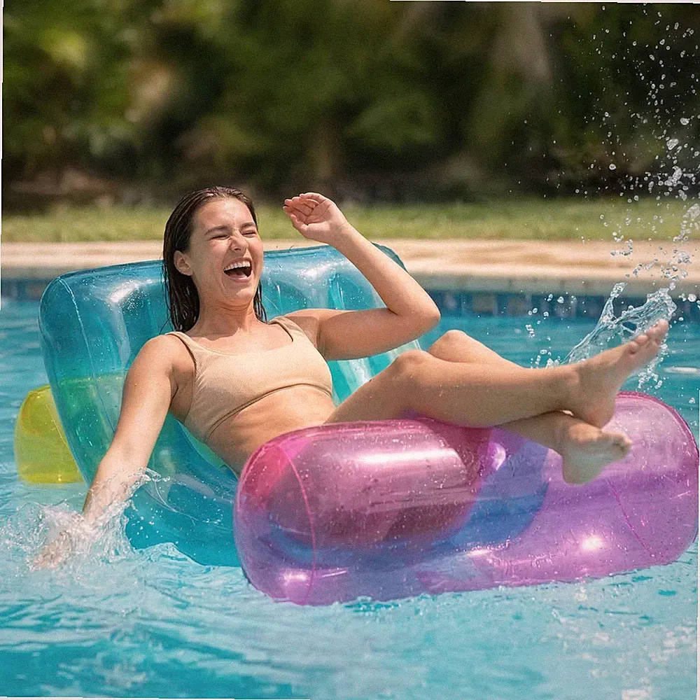 Inflatable Pool Recliner Lounger, Swimming Pool Floating Lounge, Adult Sun Ta...