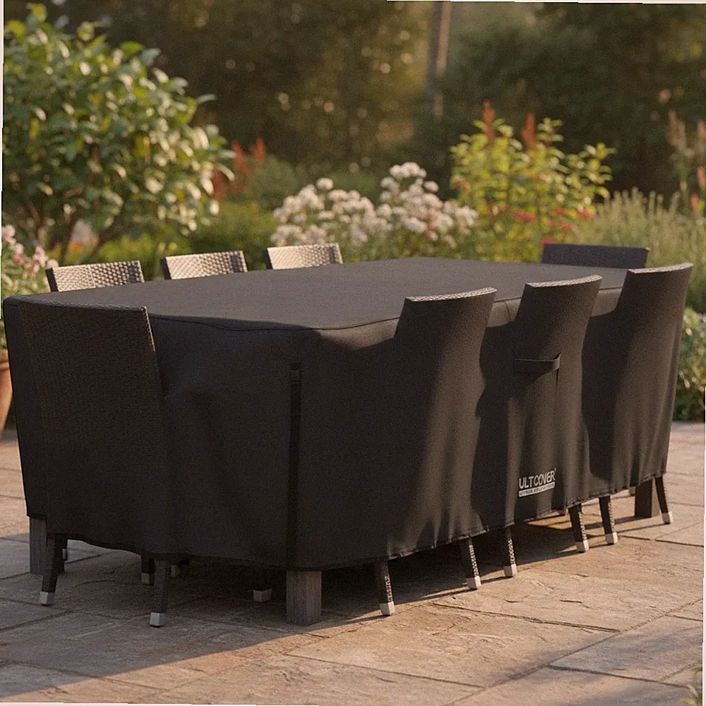 Tough Waterproof Rectangular Patio Table Cover - Fits 111 x 74 Inch Furniture
