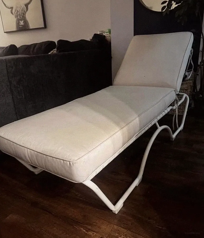 Tropitone White Upholstered Chaise Lounge Chair with Metal Frame for Living Room